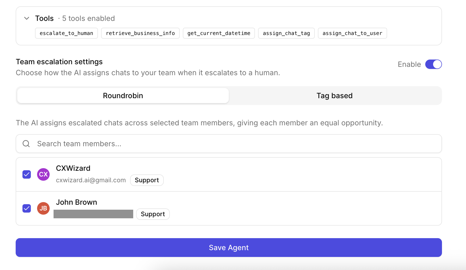 Roundrobin team member selection