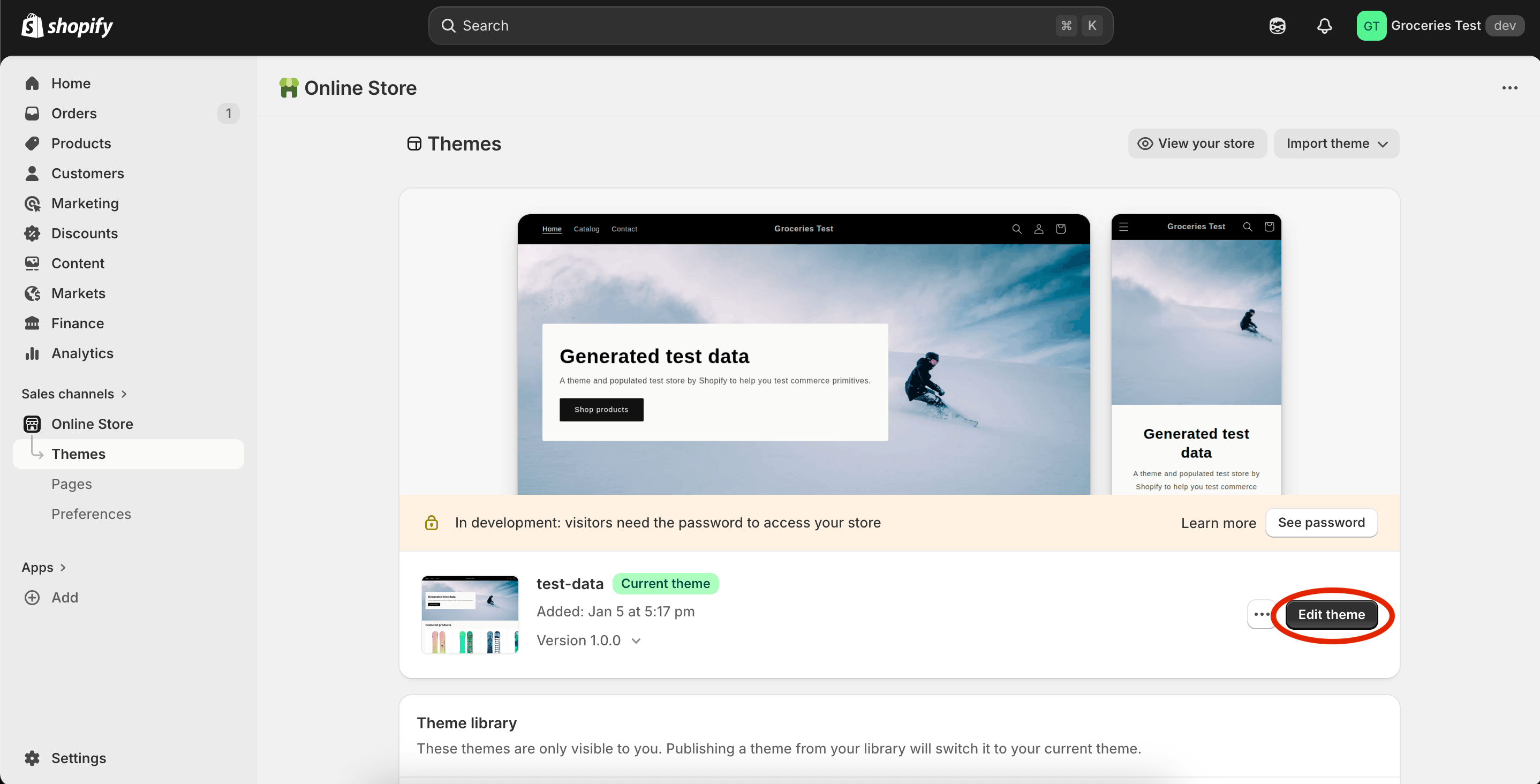 Editar tema na Shopify