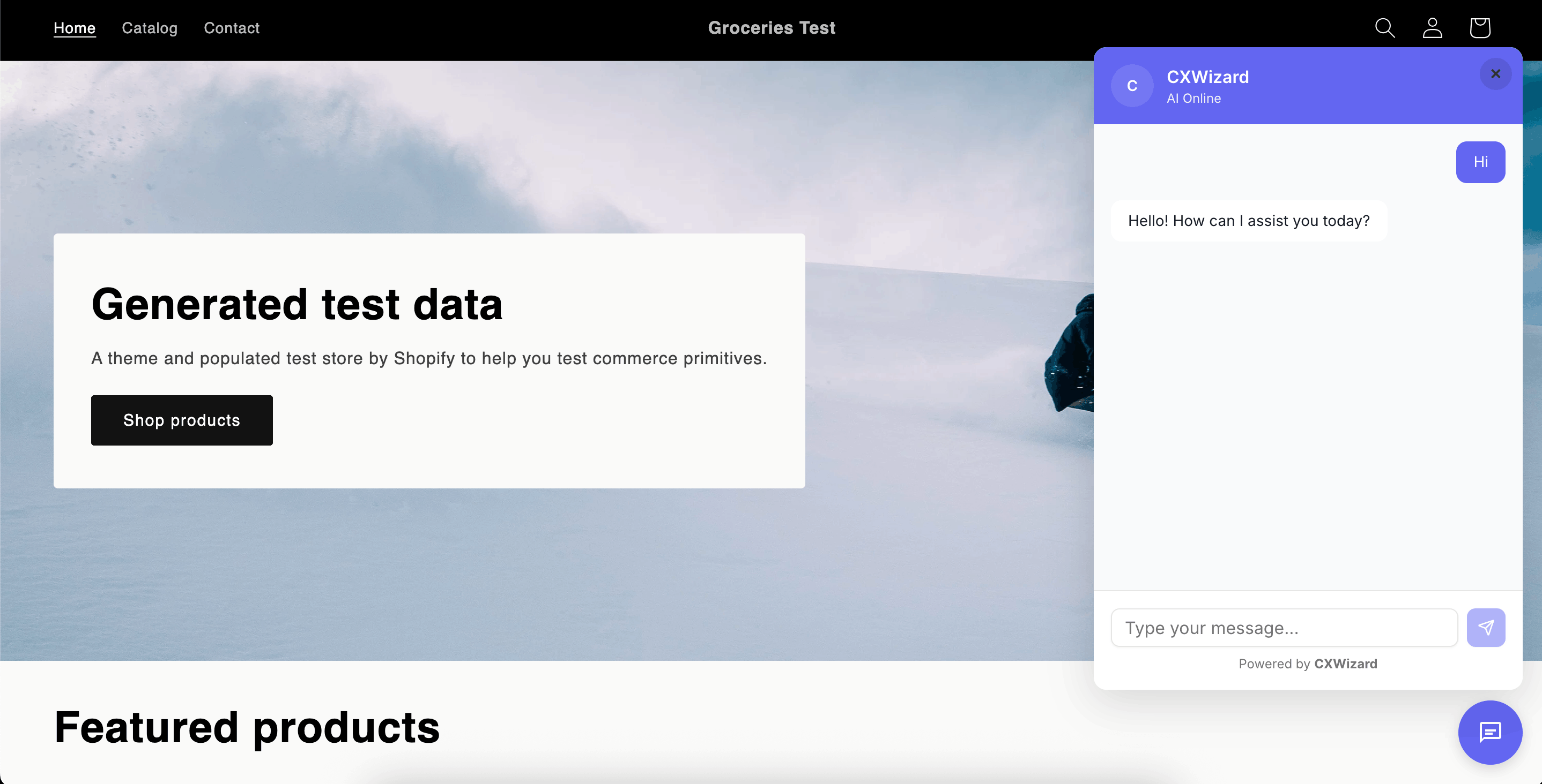 Chat widget na vitrine